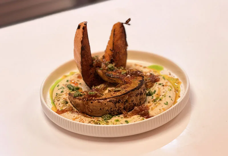 ROASTED BUTTERNUT SQUASH, CHARRED CAULIFLOWER PUREE WITH PUMPKIN SEED DUKKAH