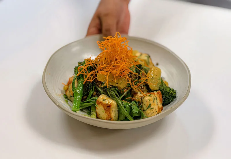 ORANGE GLAZED HALLOUMI AND CHARRED BROCCOLINI SALAD