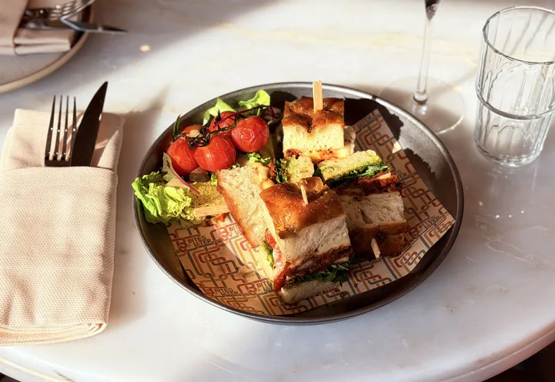 PARMA CHICKEN FOCACCIA SANDWICH WITH HOUSE SALAD